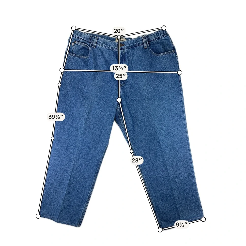 LL‎ Bean Jeans Mens Comfort Waist Straight 42x29 Blue Denim VTG Cotton 250265